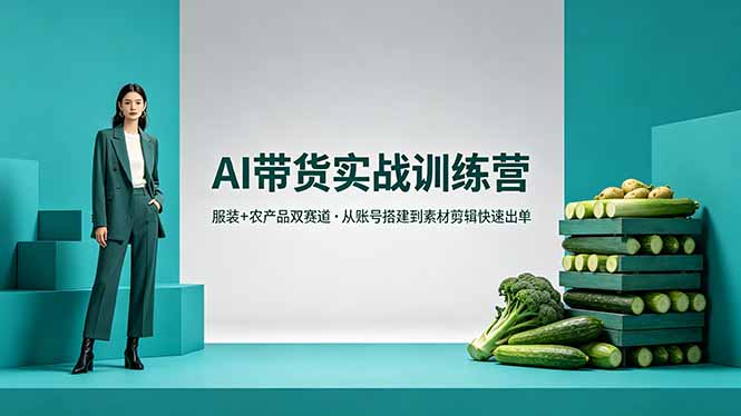 （18355期）AI带货实战训练营，服装+农产品双赛道，从账号搭建到素材剪辑快速出单-知享资源网