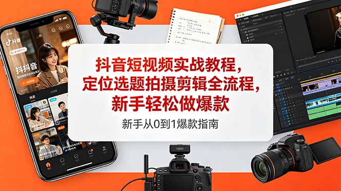（18524期）抖音短视频实战教程，定位选题拍摄剪辑全流程，新手轻松做爆款-知享资源网