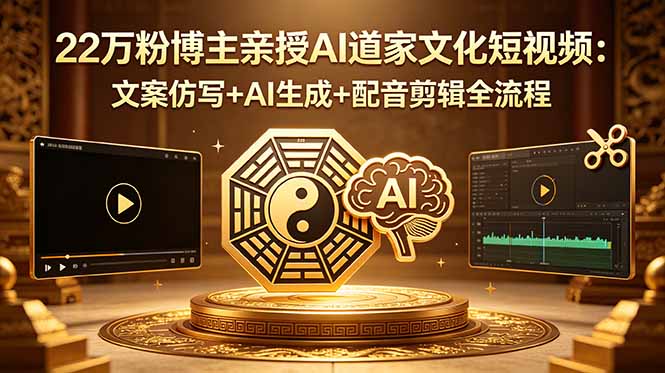 （18580期）22万粉博主亲授AI道家文化短视频：文案仿写+AI生成+配音剪辑全流程-知享资源网