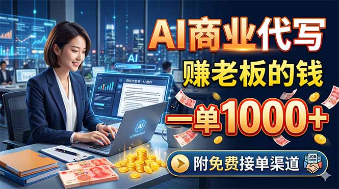 （18444期）AI商业代写，赚老板的钱，一单1000+，附免费接单渠道-知享资源网