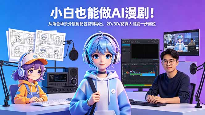（18343期）小白也能做AI漫剧！从角色场景分镜到配音剪辑导出，2D/3D/仿真人漫剧一步到位-知享资源网