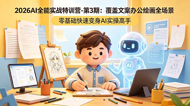 (18572期)2026AI全能实战特训营-第3期:覆盖文案办公绘画全场景 零基础快速变身AI实操高手-知享资源网