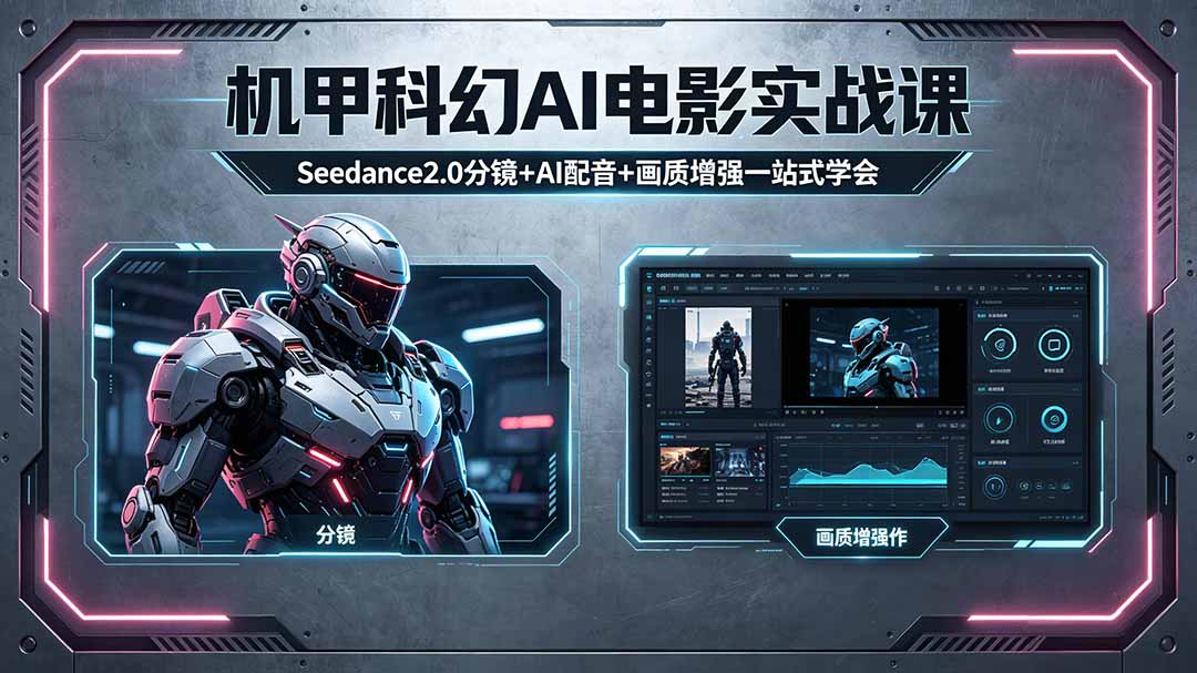 （18298期）机甲科幻 AI 电影实战课，Seedance2.0 分镜 + AI 配音 + 画质增强一站式学会-知享资源网
