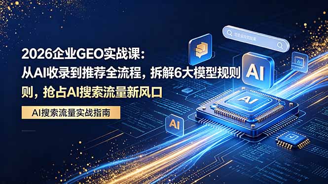 （18368期）2026 企业GEO实战课：从AI收录到推荐全流程，拆解6大模型规则，抢占 AI 搜索流量新风口-知享资源网