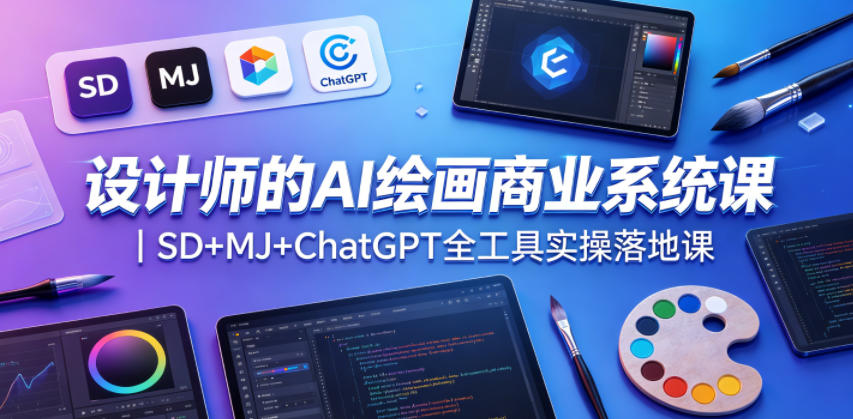 设计师的AI绘画商业系统课｜SD+MJ+ChatGPT全工具实操落地课-知享资源网