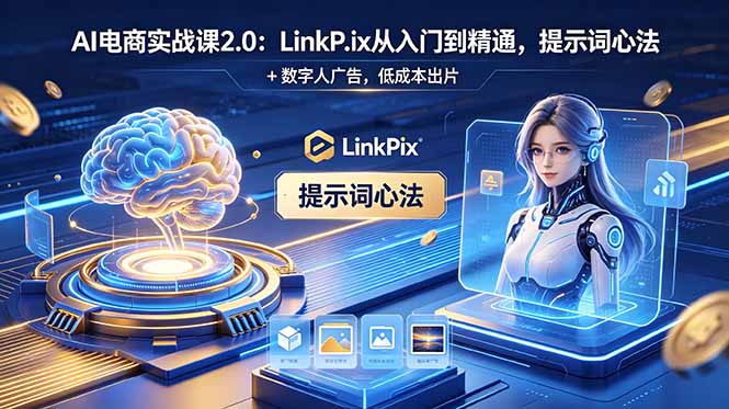 （18655期）AI 电商实战课2.0｜LinkPix 从入门到精通，提示词心法 + 数字人广告，低成本出片-知享资源网