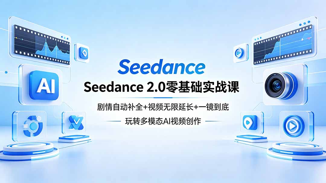 （18312期）Seedance 2.0零基础实战课：剧情自动补全+视频无限延长+一镜到底：玩转多模态AI视频创作-知享资源网