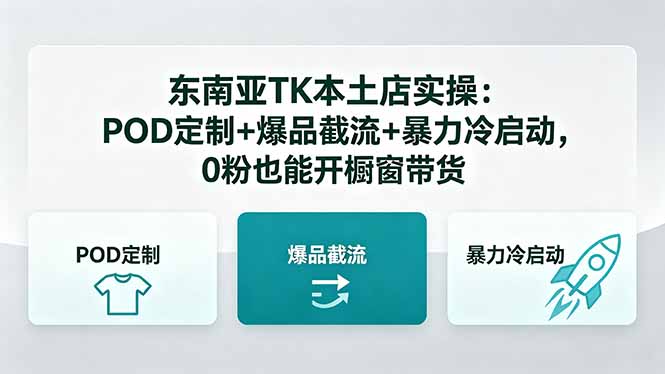（18381期）东南亚TK本土店实操：POD定制+爆品截流+暴力冷启动，0粉也能开橱窗带货-知享资源网