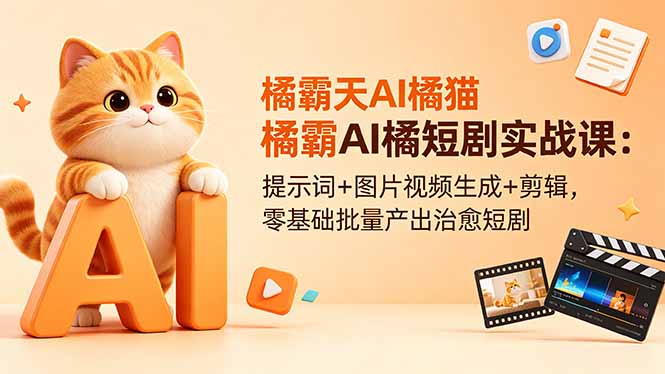 （18542期）橘霸天AI橘猫短剧实战课：提示词+图片视频生成+剪辑，零基础批量产出治愈短剧-知享资源网