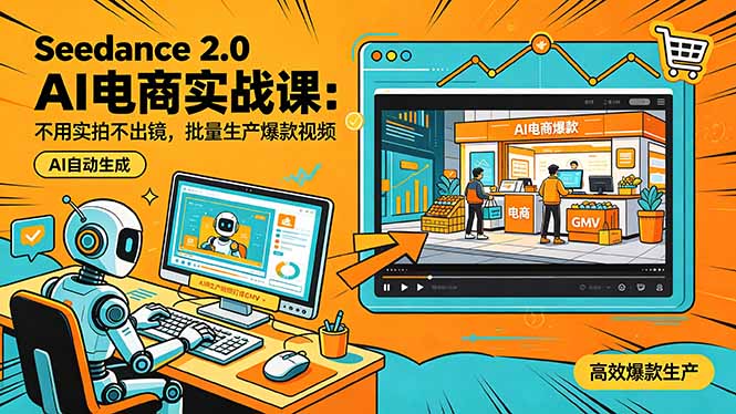 （18433期）Seedance 2.0 AI电商实战课：不用实拍不出镜，批量生产爆款视频打爆GMV-知享资源网