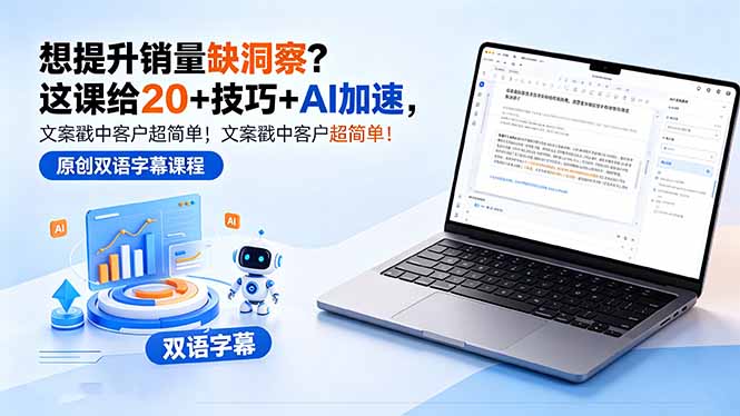 （18408期）想提升销量缺洞察？这课给 20 + 技巧 + AI 加速，文案戳中客户超简单！【原创双语字幕】-知享资源网