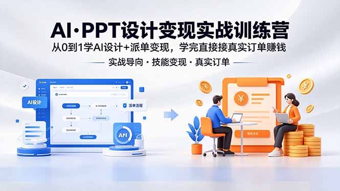 （18458期）AI·PPT设计变现实战训练营，从0到1学AI设计+派单变现，学完直接接真实订单赚钱-知享资源网