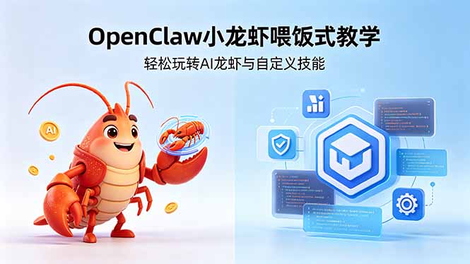（18314期）不用懂技术！OpenClaw小龙虾喂饭式教学，轻松玩转AI龙虾与自定义技能-知享资源网