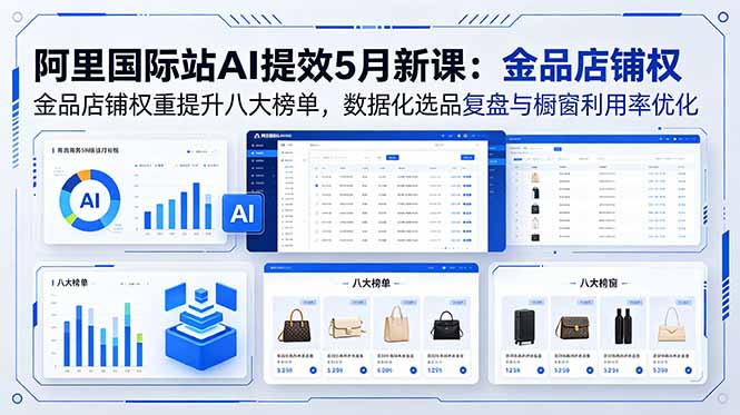 （18556期）阿里国际站AI提效5月新课：金品店铺权重提升八大榜单，数据化选品复盘与橱窗利用率优化-知享资源网