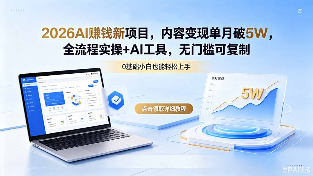 （18476期）2026AI赚钱新项目，内容变现单月破5W，全流程实操+AI工具，无门槛可复制-知享资源网