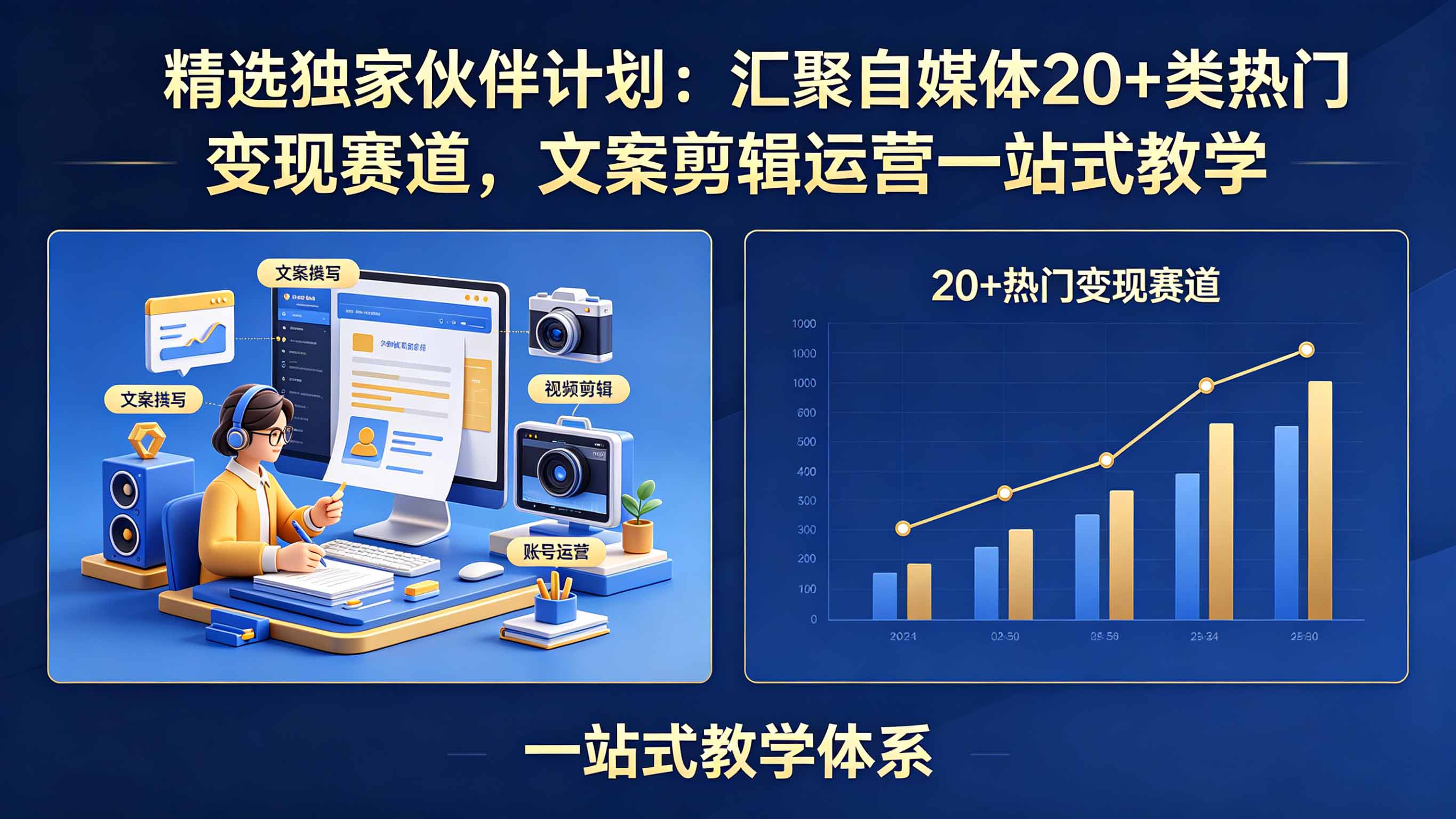 （18478期）精选独家伙伴计划：汇聚自媒体20+类热门变现赛道，文案剪辑运营一站式教学-知享资源网