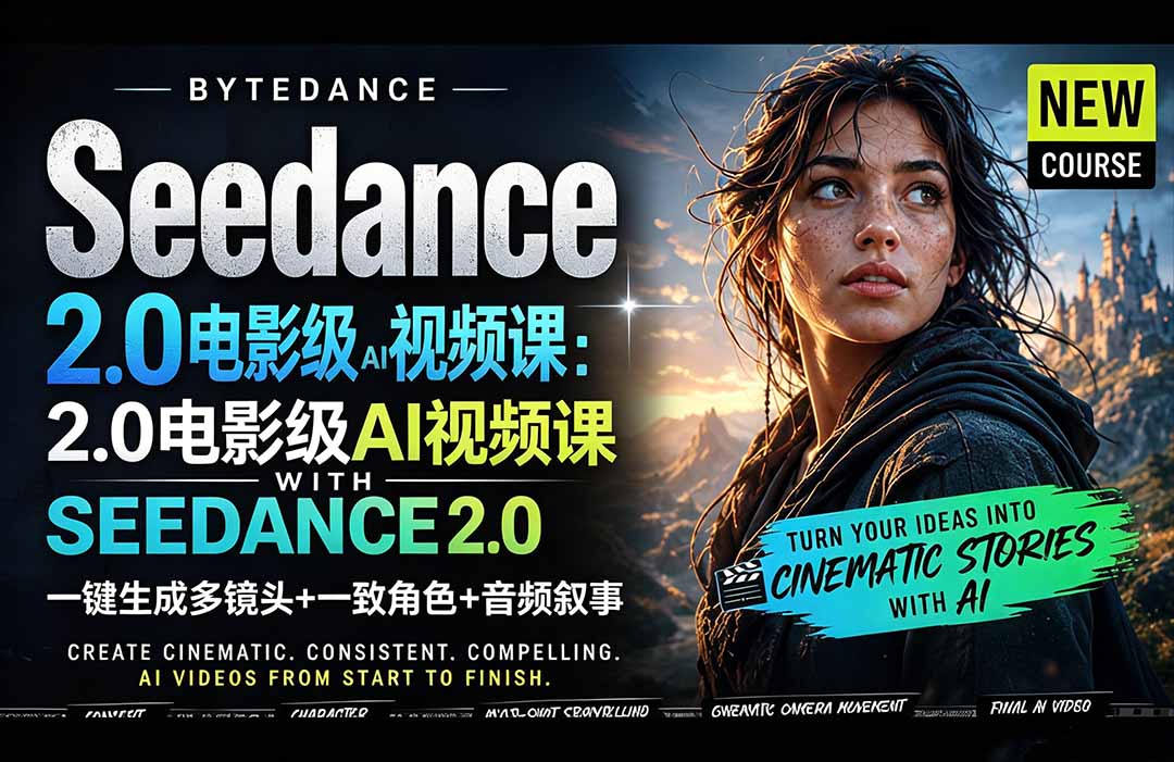 （18415期）Seedance 2.0电影级AI视频课：一键生成多镜头+一致角色+音频叙事-知享资源网