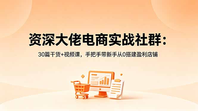 （18529期）资深大佬电商实战社群：30篇干货+视频课，手把手带新手从0搭建盈利店铺-知享资源网