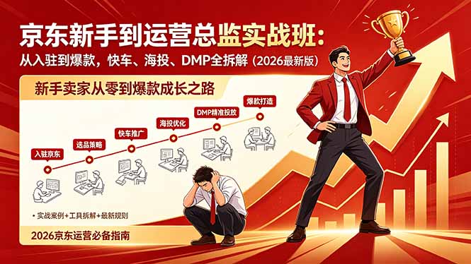 （18291期）京东新手到运营总监实战班：从入驻到爆款，快车、海投、DMP全拆解，2026最新版-知享资源网