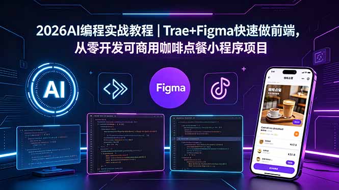 (18627期)2026AI编程实战教程|Trae+Figma快速做前端,从零开发可商用咖啡点餐小程序项目-知享资源网