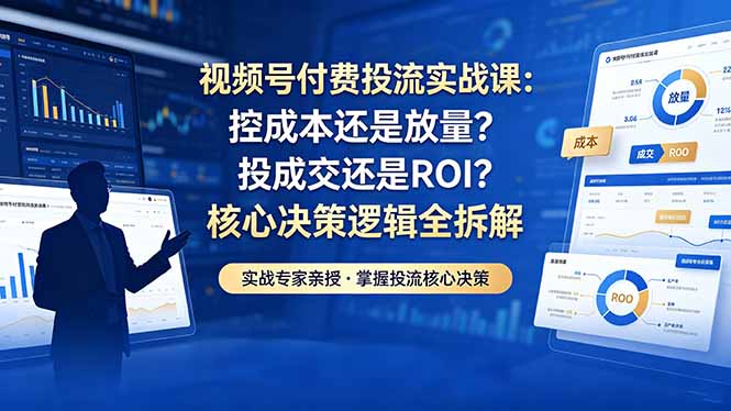 （18462期）视频号付费投流实战课-5月：控成本还是放量？投成交还是ROI？核心决策逻辑全拆解-知享资源网