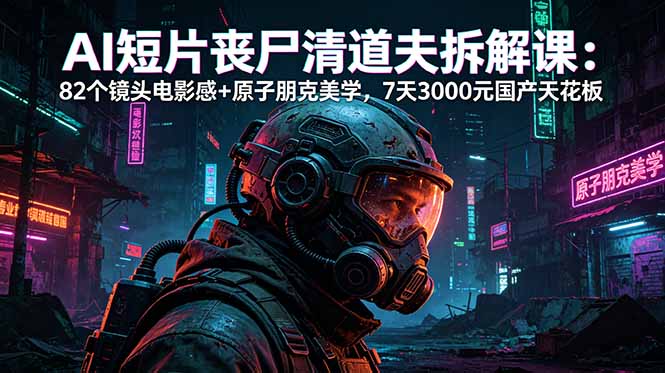 (18649期)AI短片《丧尸清道夫》拆解课:82个镜头电影感+原子朋克美学,7天3000元国产天花板-知享资源网
