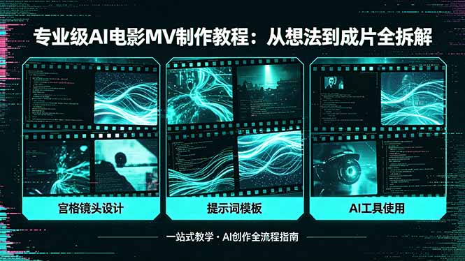 （18295期）专业级AI电影MV制作教程，从想法到成片全拆解，宫格镜头+提示词模板+AI工具一站式教学-知享资源网