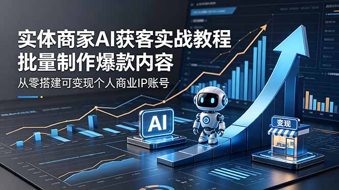 （18572期）实体商家AI获客实战教程：批量制作爆款内容，从零搭建可变现个人商业IP账号-知享资源网
