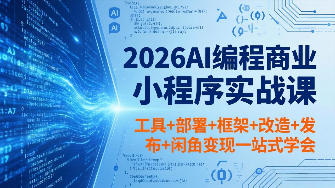 （18293期）2026AI编程商业小程序实战课，工具+部署+框架+改造+发布+闲鱼变现一站式学会-知享资源网
