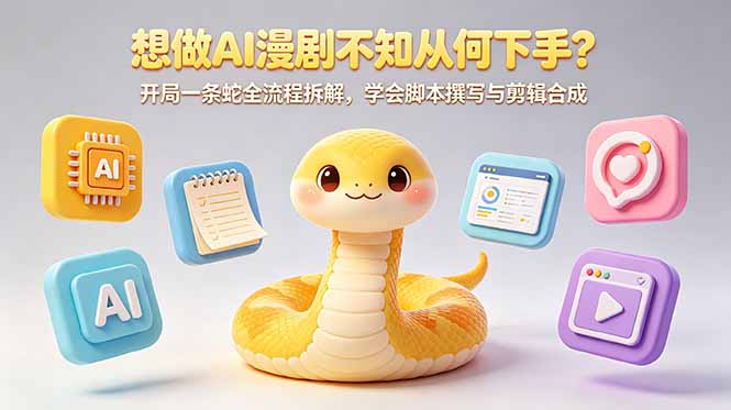 （18550期）想做AI漫剧不知从何下手？开局一条蛇全流程拆解，学会脚本撰写与剪辑合成-知享资源网