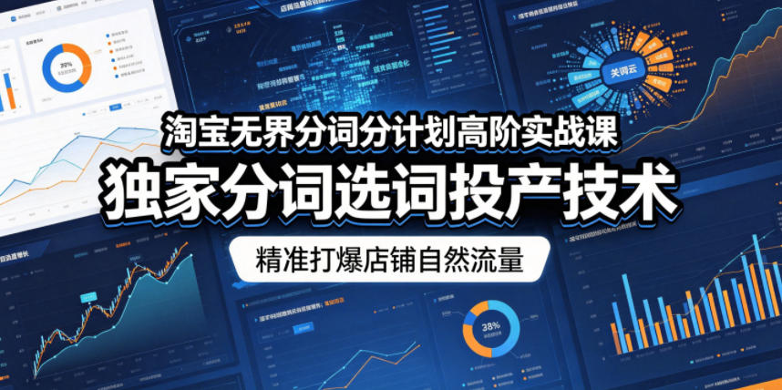 淘宝无界分词分计划高阶实战课，独家分词选词投产技术，精准打爆店铺自然流量-知享资源网
