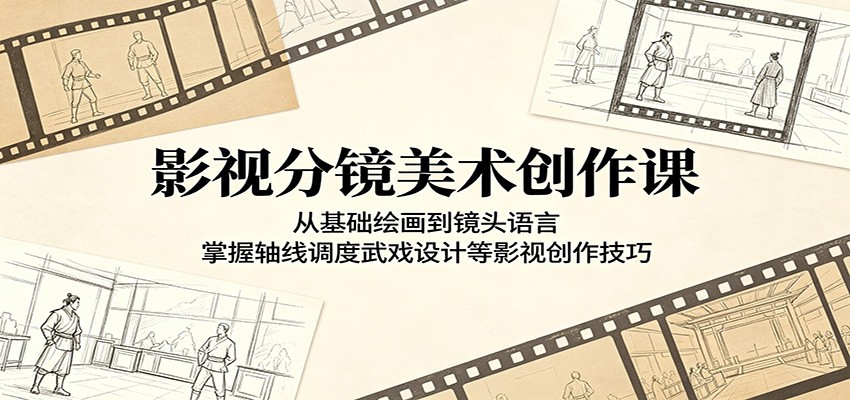 影视分镜美术创作课：从基础绘画到镜头语言，掌握轴线调度武戏设计等影视创作技巧-知享资源网