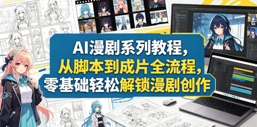 AI漫剧系列教程，从脚本到成片全流程，零基础轻松解锁漫剧创作-知享资源网