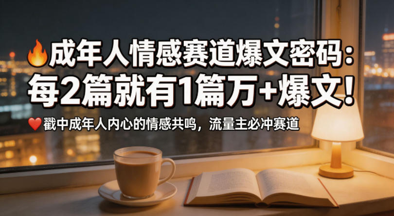 公众号流量主成年人情感心理赛道，流量最大，受众最广的主流赛道之一，平均每2篇就有1篇万爆文章-知享资源网