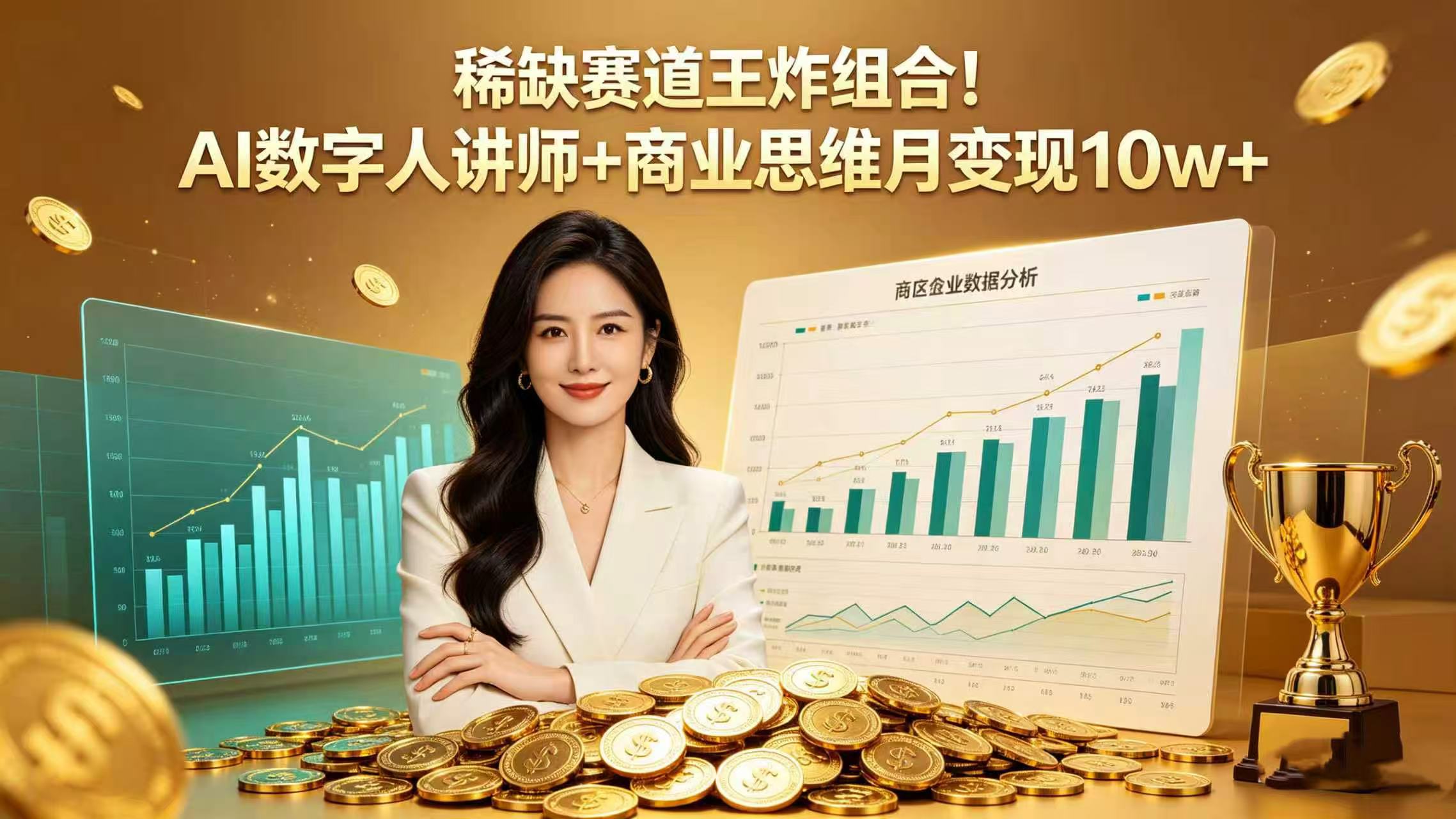稀缺赛道王炸组合！AI 数字人讲师 + 商业思维 月变现 10w+-知享资源网