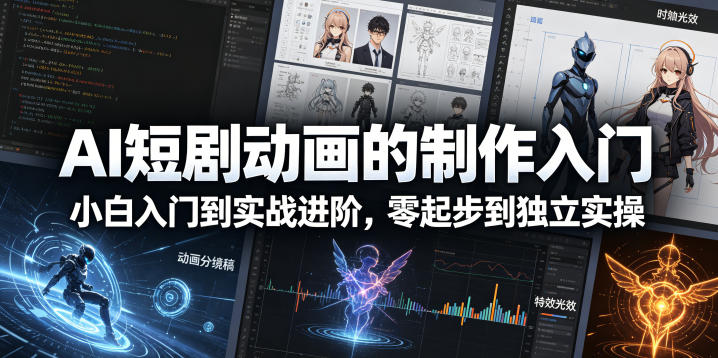 AI短剧动画的制作入门，小白入门到实战进阶，零起步到独立实操-知享资源网