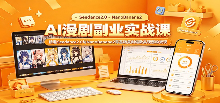 AI漫剧副业实战课：精通Seedance2.0与NanoBanana2零基础复刻爆款实现涨粉变现-知享资源网
