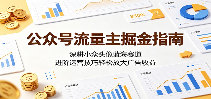 公众号流量主掘金指南：深耕小众头像蓝海赛道，进阶运营技巧轻松放大广告收益-知享资源网