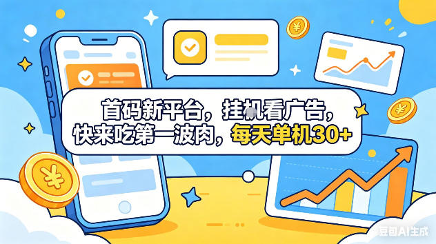 首码新平台，挂G自动看广告，快来吃第一波肉，每天单机30+，可矩阵放大【揭秘】-知享资源网