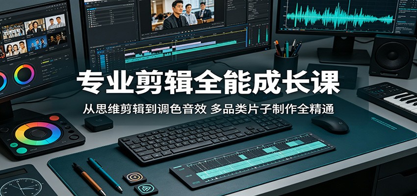 专业剪辑全能成长课：从思维剪辑到调色音效，多品类片子制作全精通-知享资源网