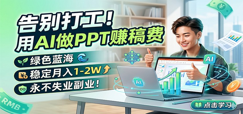 告别打工！用AI做PPT赚稿费，绿色蓝海，稳定月入1-2W，永不失业副业！-知享资源网