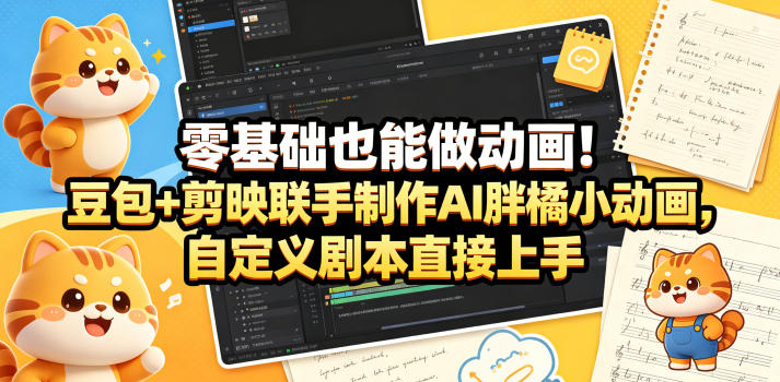 零基础也能做动画！豆包+剪映联手制作AI胖橘小动画，自定义剧本直接上手-知享资源网