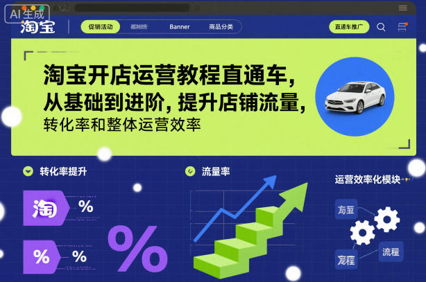 淘宝开店运营教程直通车，从基础到进阶，提升店铺流量，转化率和整体运营效率（更新26年4月20日）-知享资源网