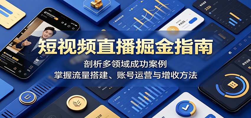 短视频直播掘金指南：剖析多领域成功案例，掌握流量搭建、账号运营与增收方法-知享资源网