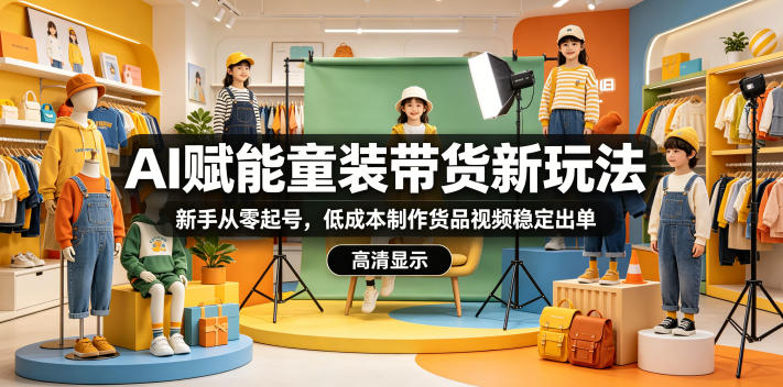AI赋能童装带货新玩法，新手从零起号，低成本制作货品视频稳定出单-知享资源网