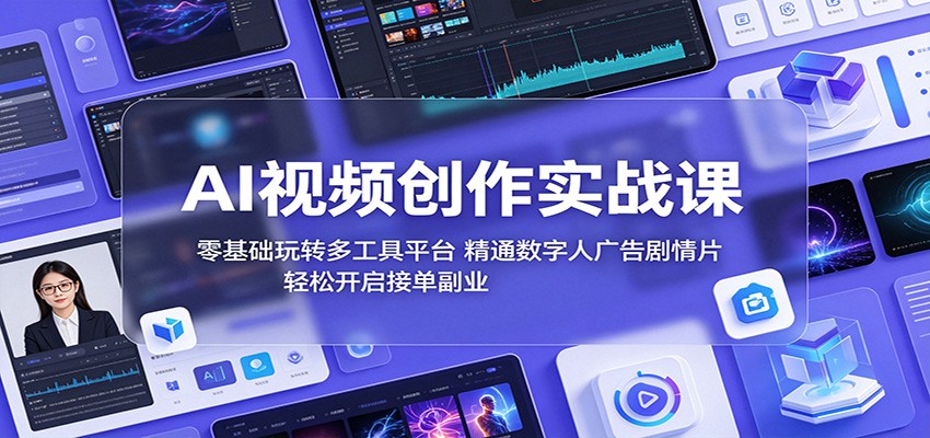 AI视频创作实战课：零基础玩转多工具平台，精通数字人广告、剧情片，轻松开启接单副业-知享资源网