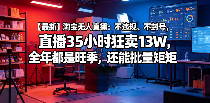【最新】淘宝无人直播：不违规、不封号，直播35小时狂卖13W，全年都是旺季，还能批量矩阵操作【揭秘】-知享资源网