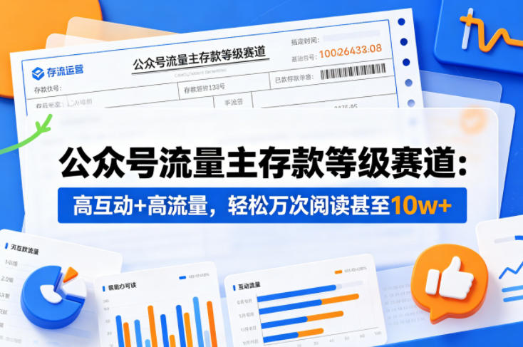 公众号流量主之存款等级赛道，高互动+高流量，轻松达到万次阅读，甚至10w+-知享资源网