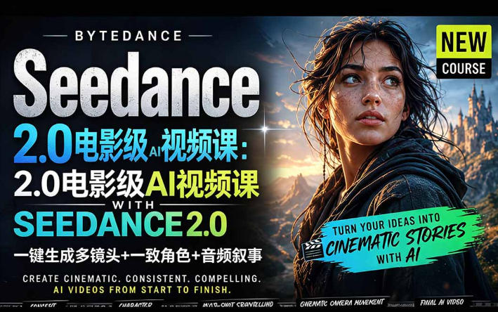 字节跳动的Seedance 2.0 AI电影视频生成制作教程，一键生成多镜头+一致角色+音频叙事-中英字幕-知享资源网