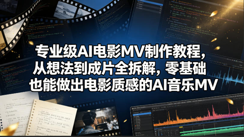 专业级AI电影MV制作教程，从想法到成片全拆解，零基础也能做出电影质感的AI音乐MV-知享资源网